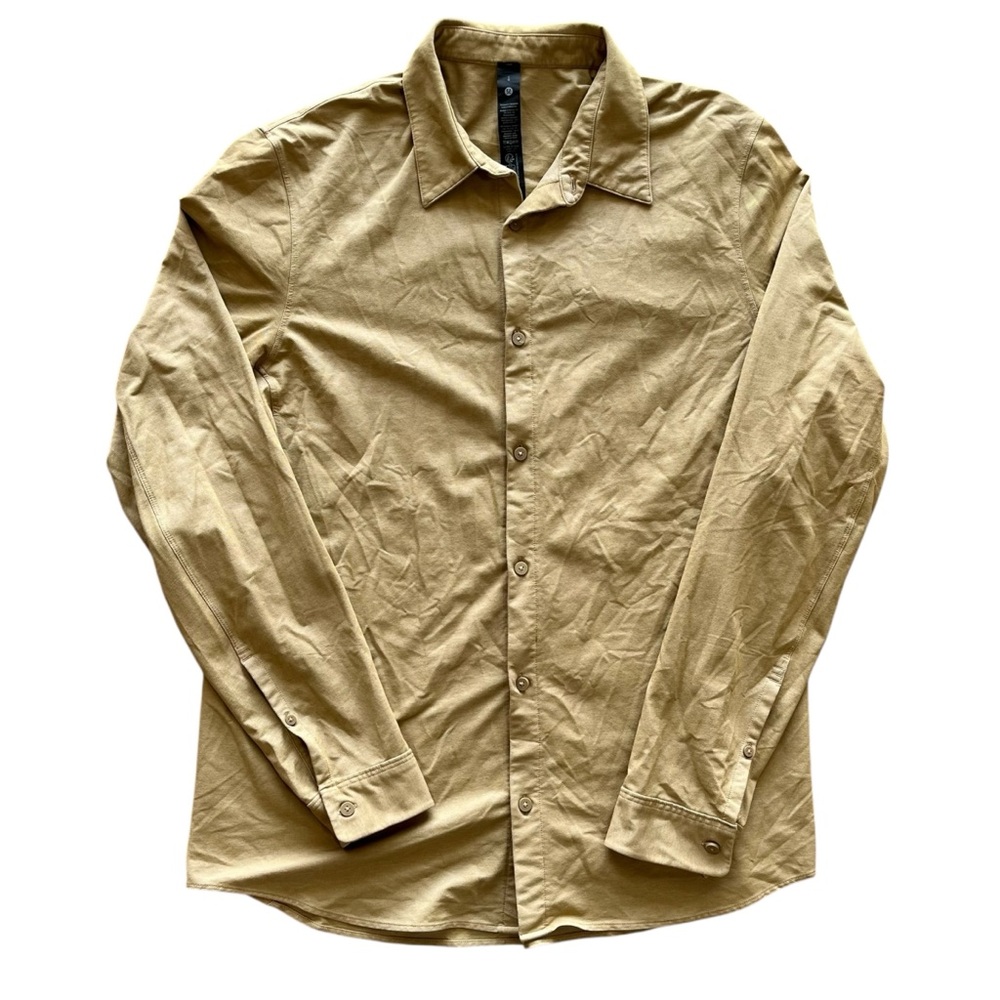Lululemon Commission Long Sleeve Shirt Brown Tan Men's Size L